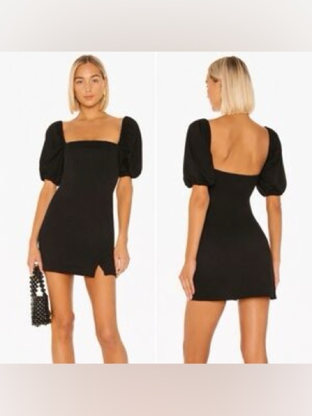 Tularosa Black Puff Sleeve Square Neck Mini Dress Size Small